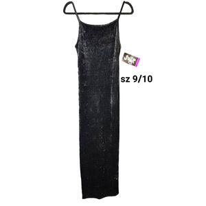 Deadstock Vintage 1990s JUMP Apparel Black Glitter sz 9/10 Long Elegant Dress